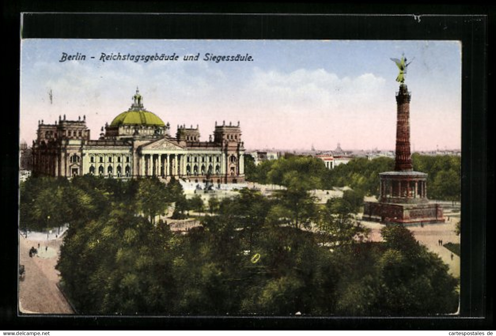 AK Berlin, Blick Auf Die Siegessäule Und Das Reichstagsgebäude  - Tiergarten
