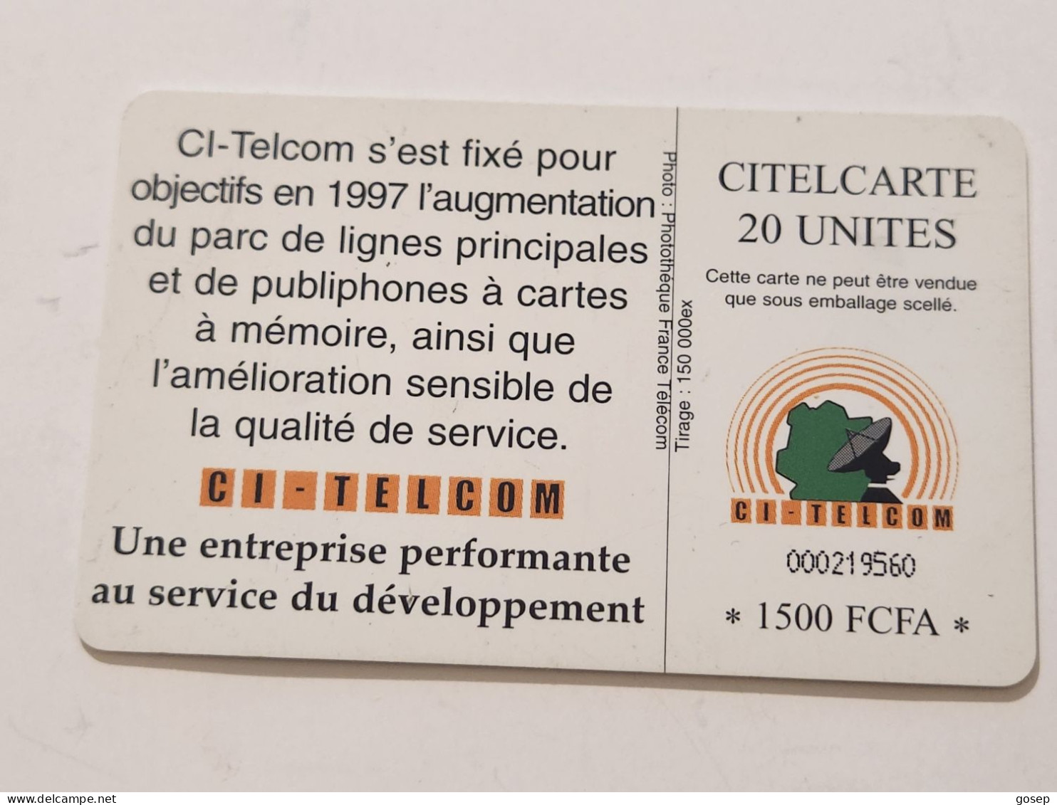 Ivory Coast-CI-CIT-0019A)-telephone Nous-(46)-(20units)-(000219560)-(tirage-150.000)-used Card+1card Prepiad Free - Côte D'Ivoire