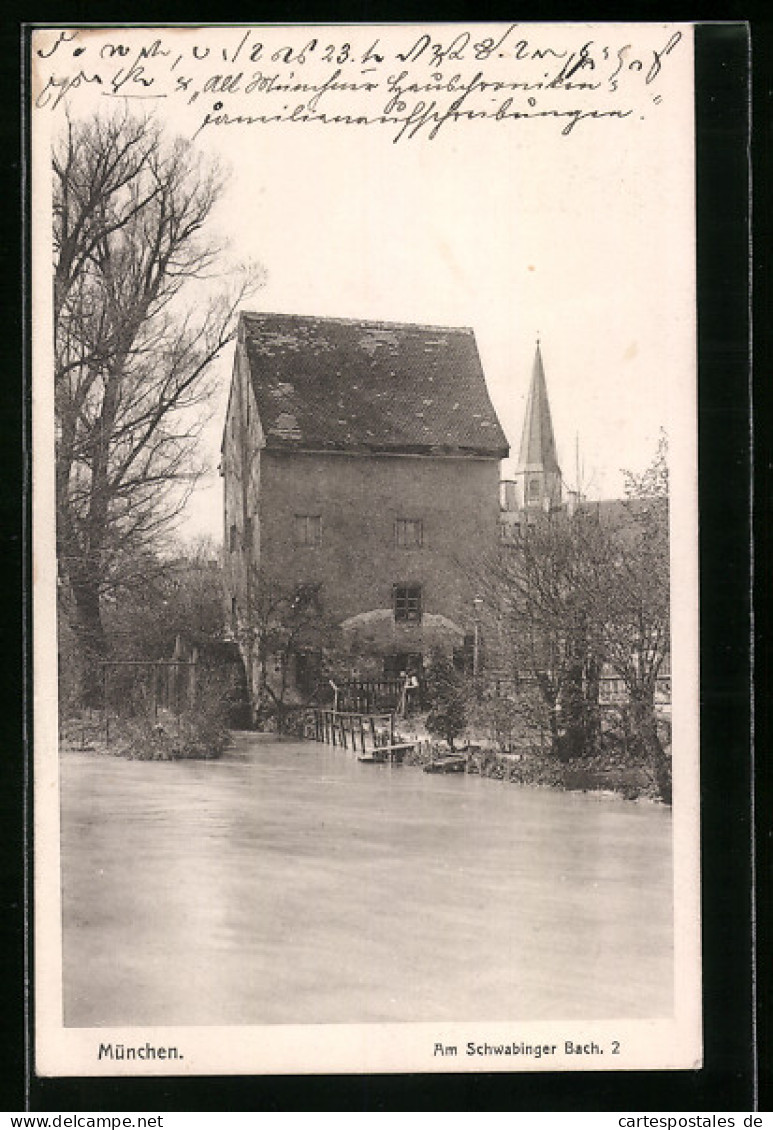 AK München, Am Schwabinger Bach  - Muenchen