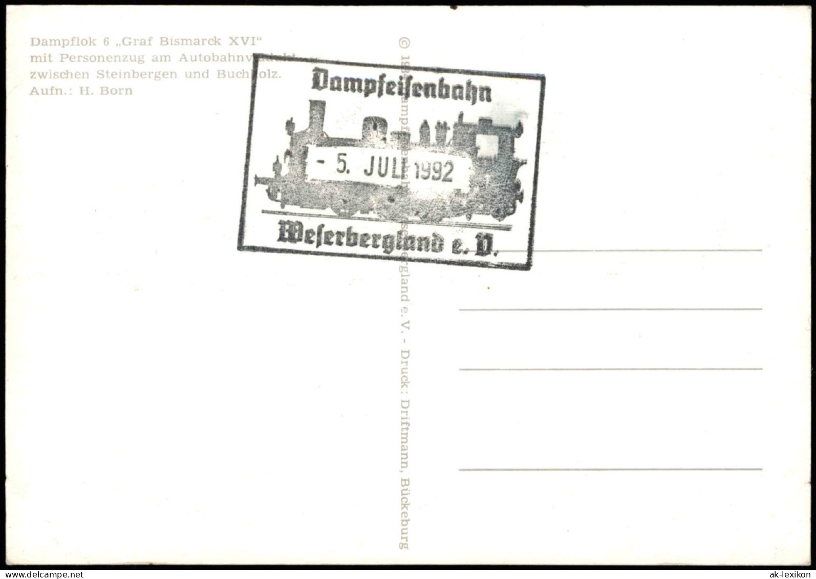 Dampflok 6 Graf Bismarck XVI Am Autobahnviadukt Zw. Steinbergen Und Bucholz 1984 - Trenes