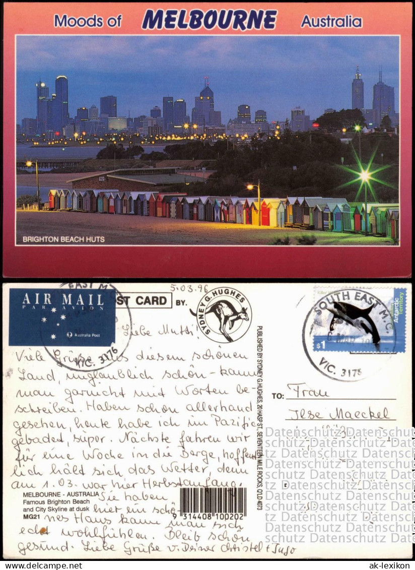 Postcard Melbourne Panorama-Ansicht, City View, Stadt-Panorama 1996 - Melbourne