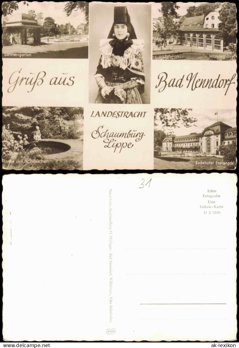 Bad Nenndorf Mehrbildkarte  Wandelhalle, Frau In Landestracht 1960 - Bad Nenndorf