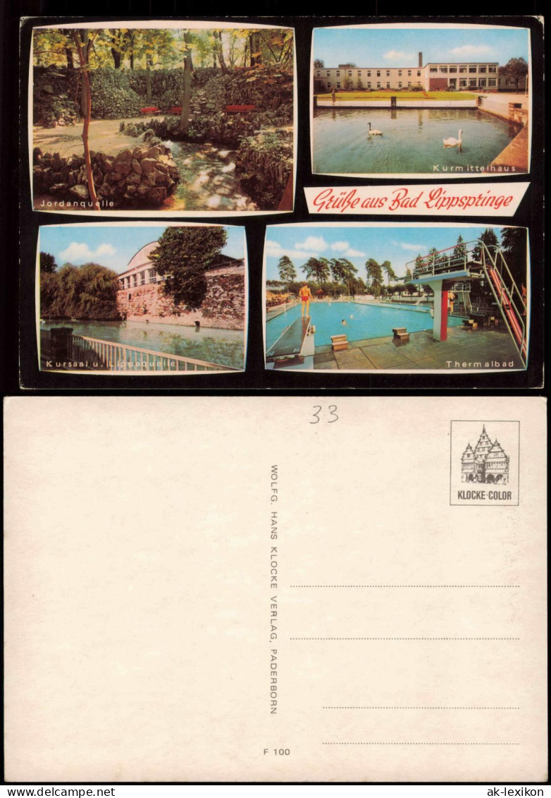 Bad Lippspringe Mehrbildkarte Mit Kurmittelhaus Thermalbad Jordanquelle 1965 - Bad Lippspringe