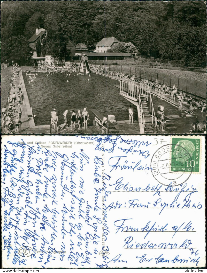 Ansichtskarte Bodenwerder Freibad Schwimmbad 1957 - Bodenwerder