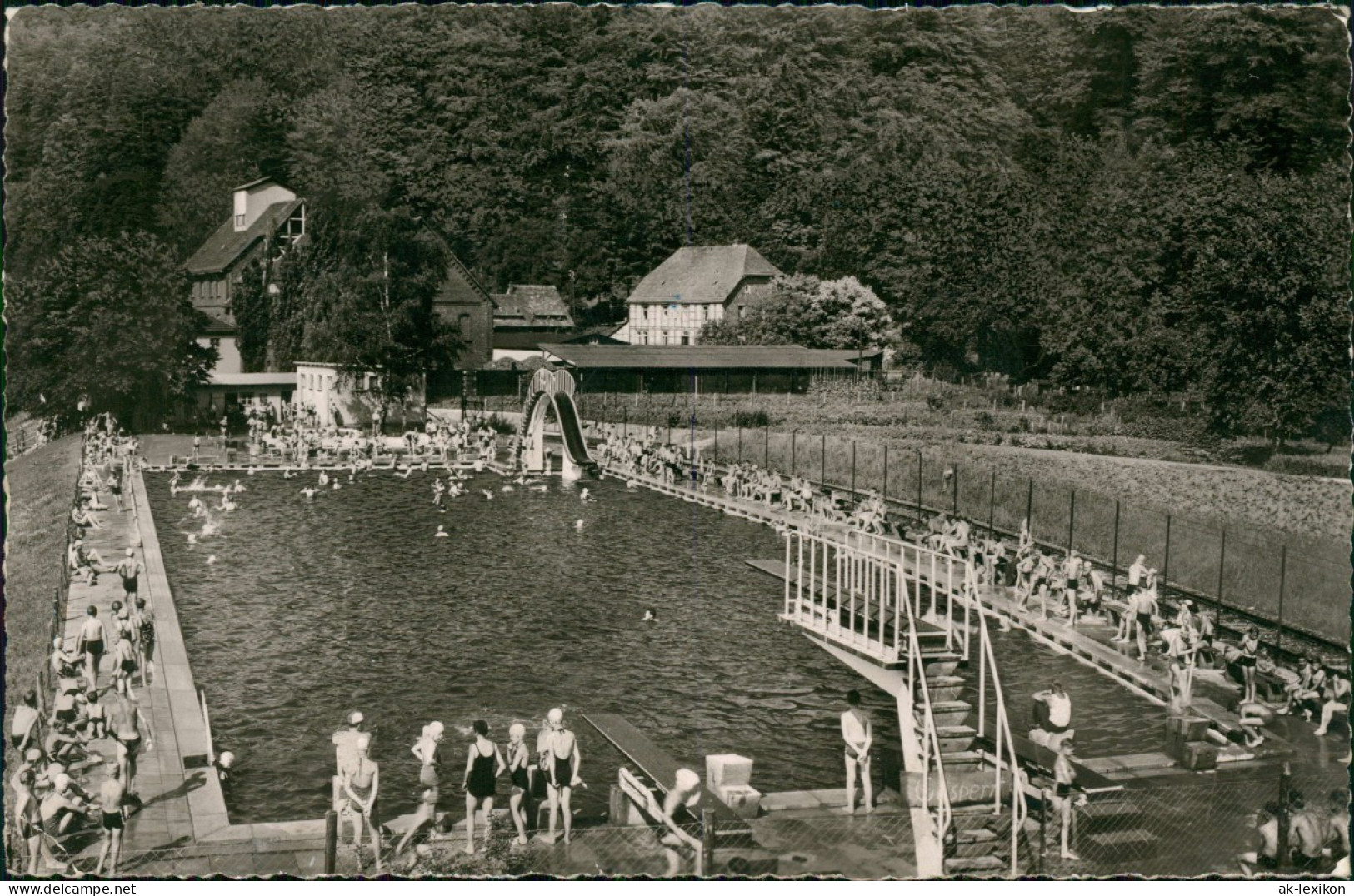 Ansichtskarte Bodenwerder Freibad Schwimmbad 1957 - Bodenwerder