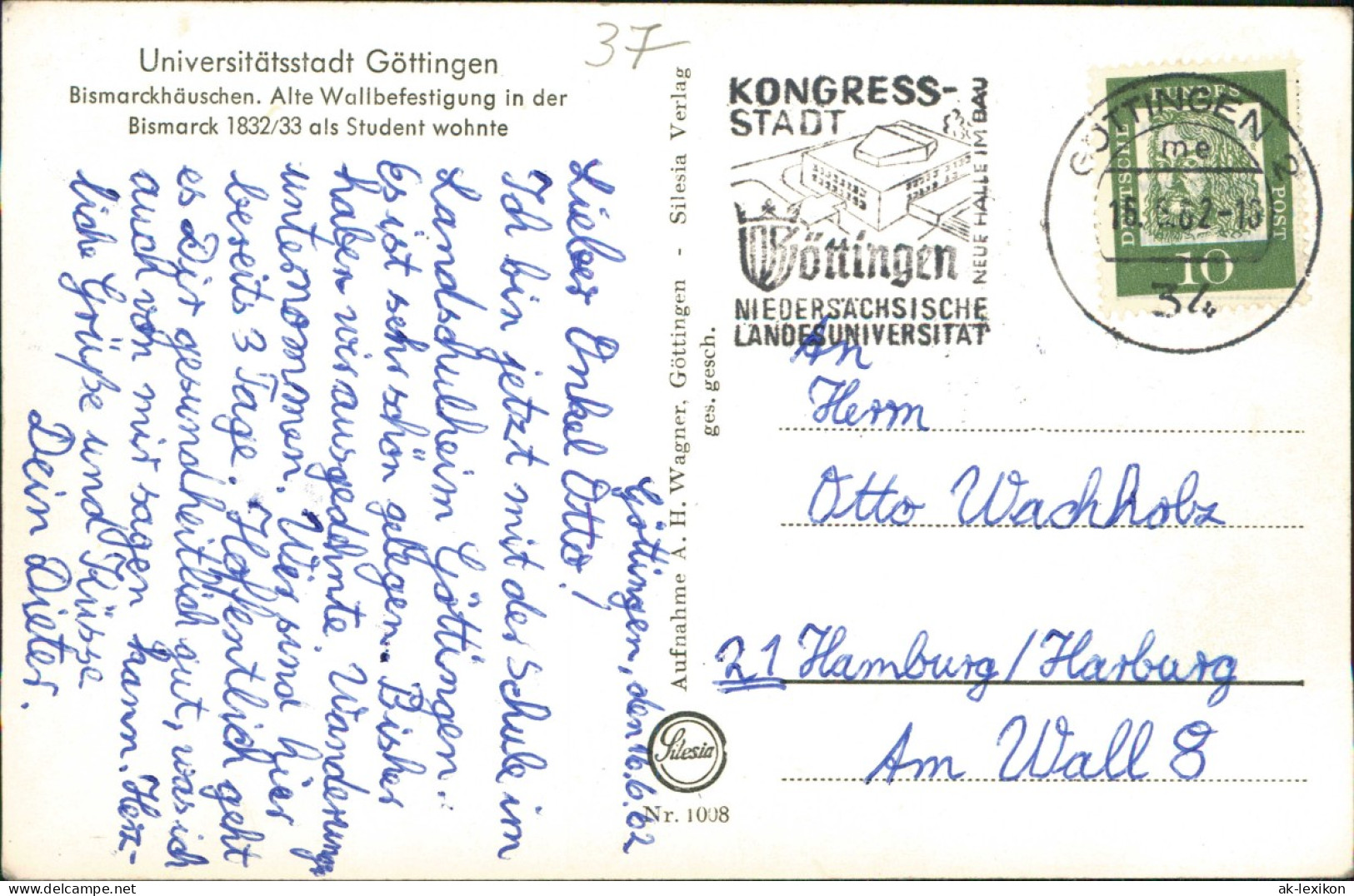 Ansichtskarte Göttingen Bismarckhäuschen. 1962 - Göttingen