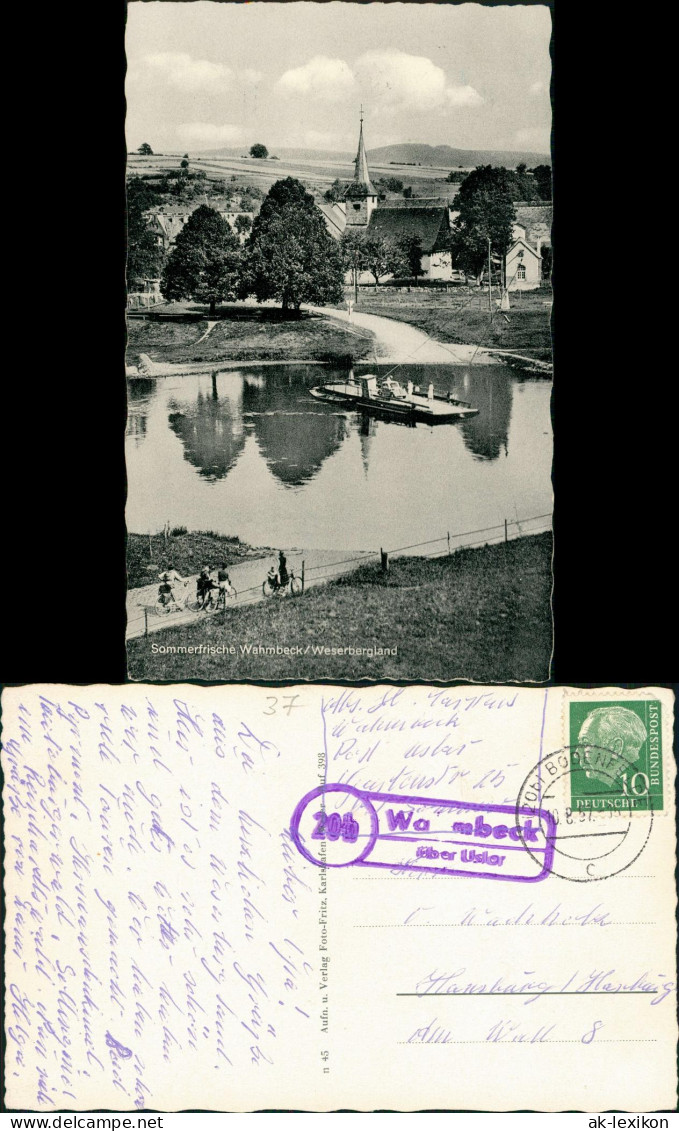 Ansichtskarte Wahmbeck Bodenfelde   Weserfähre 1957 Landpoststempel über Uslar - Sonstige & Ohne Zuordnung