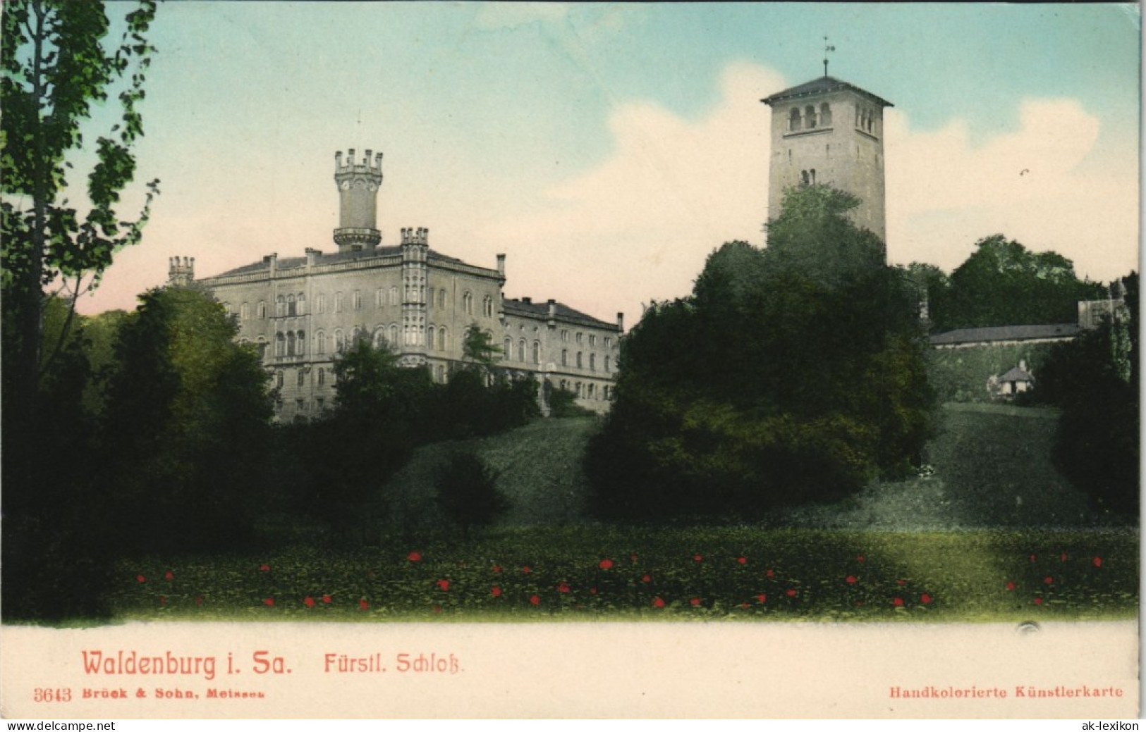 Ansichtskarte Waldenburg (Sachsen) Schloß, Handcoloriert 1908 - Waldenburg (Sachsen)