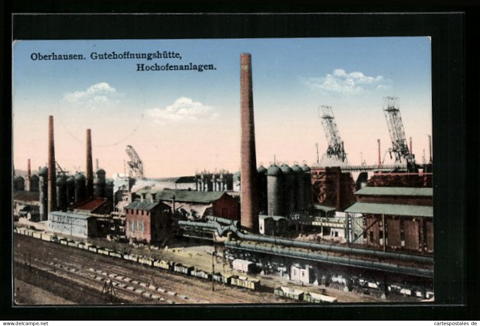 AK Oberhausen, Gutehoffnungshütte, Hochofenanlagen Mit Bahngelände  - Oberhausen