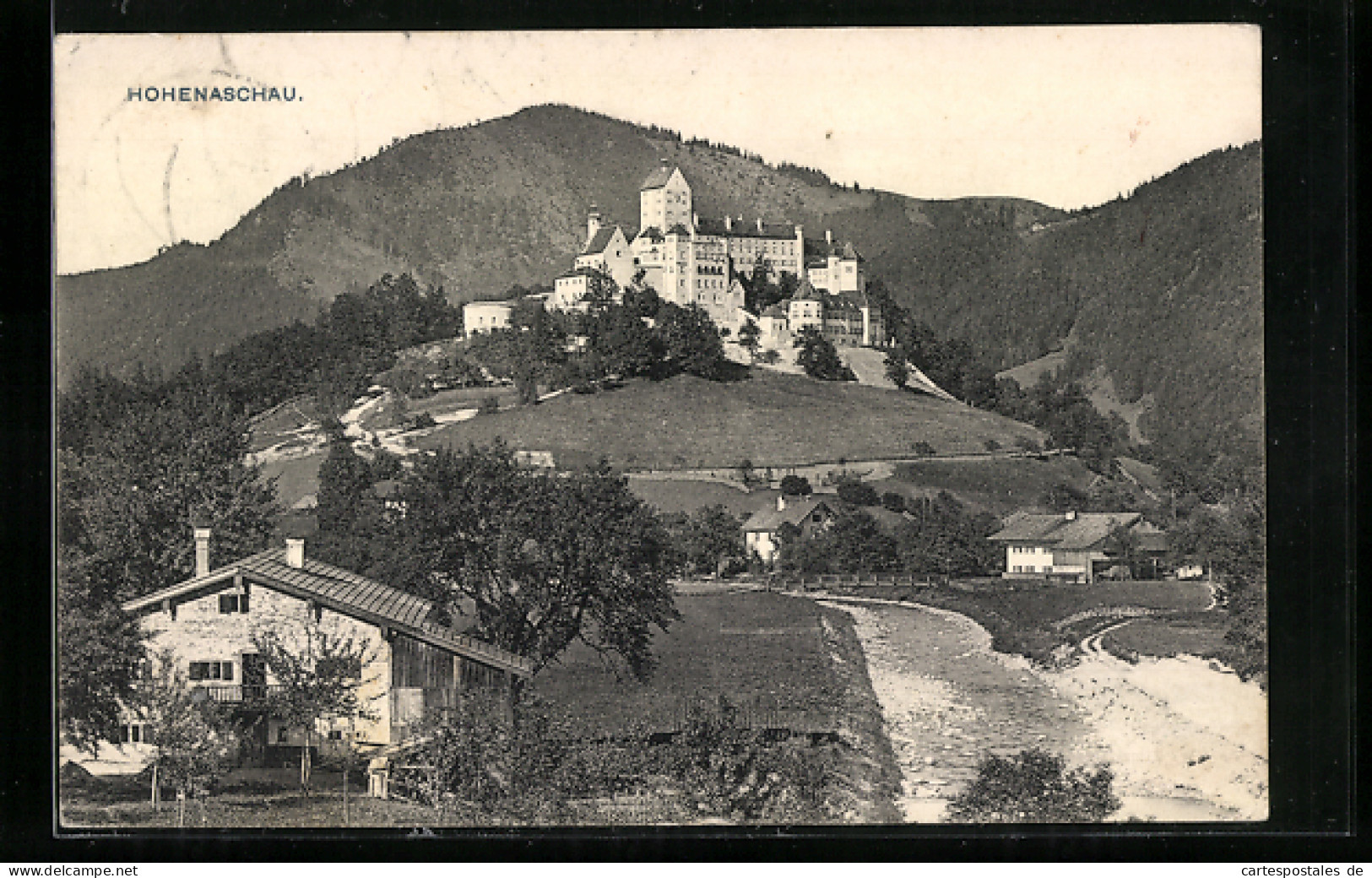 AK Hohenaschau, Panorama Des Ortes Mit Bergen  - Sonstige & Ohne Zuordnung