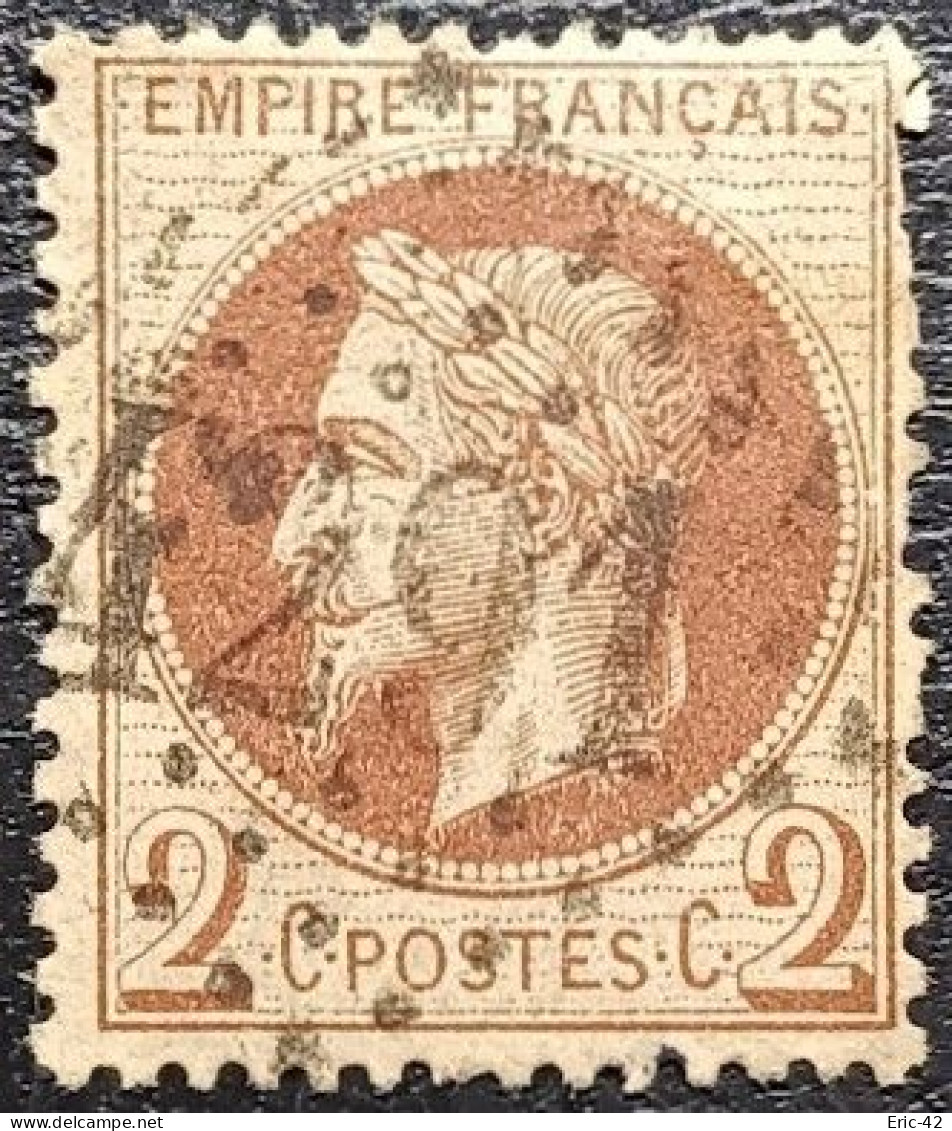 FRANCE Y&T N°26A Napoléon 2c Rouge-brun. Oblitéré Losange G.C. N°4291 Vire - 1863-1870 Napoléon III. Laure