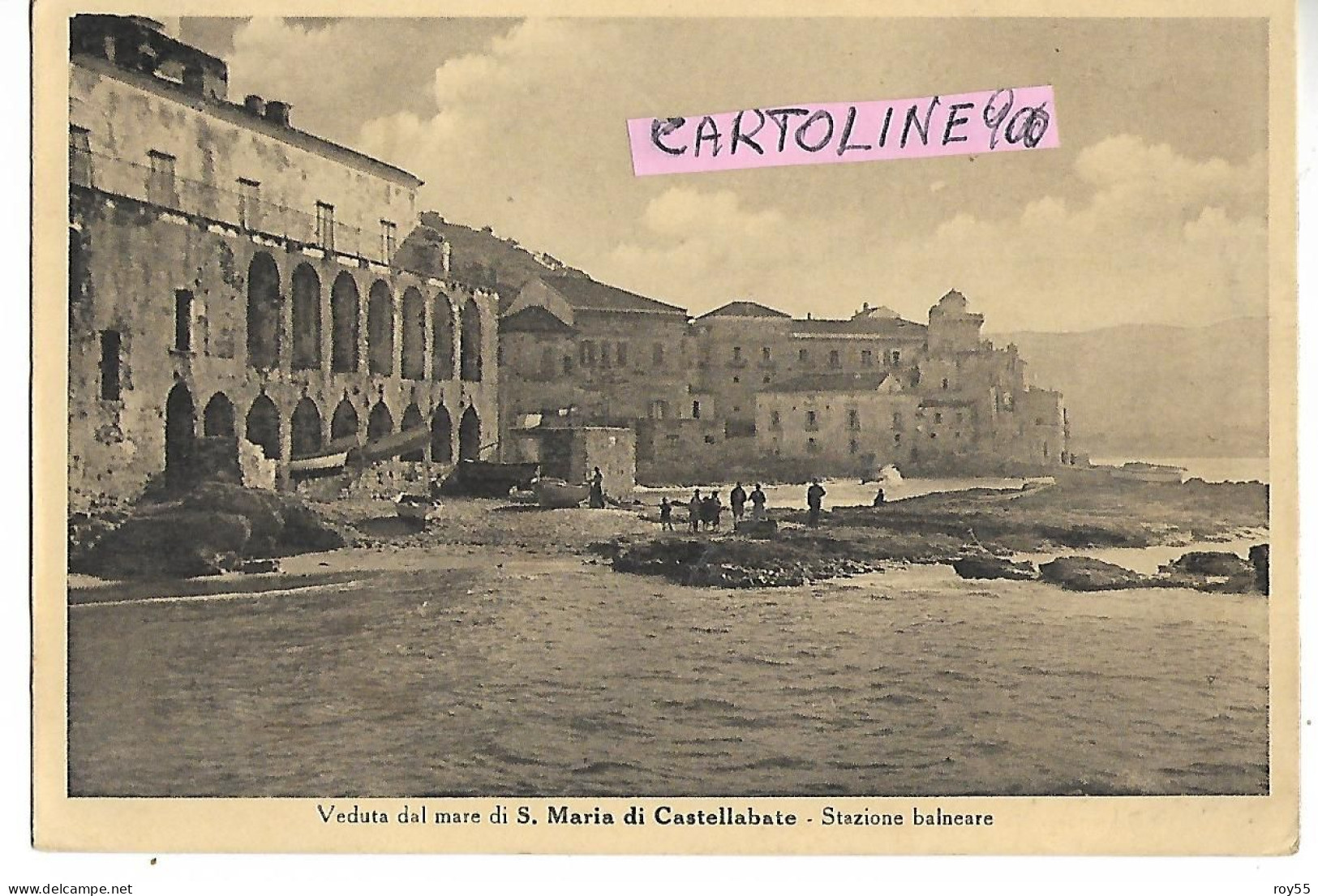 Campania-salerno-s.maria Di Castellabate Frazione Di Castellabate Veduta Spiaggia Panorama Marina Animata Primi Anni 50 - Autres & Non Classés