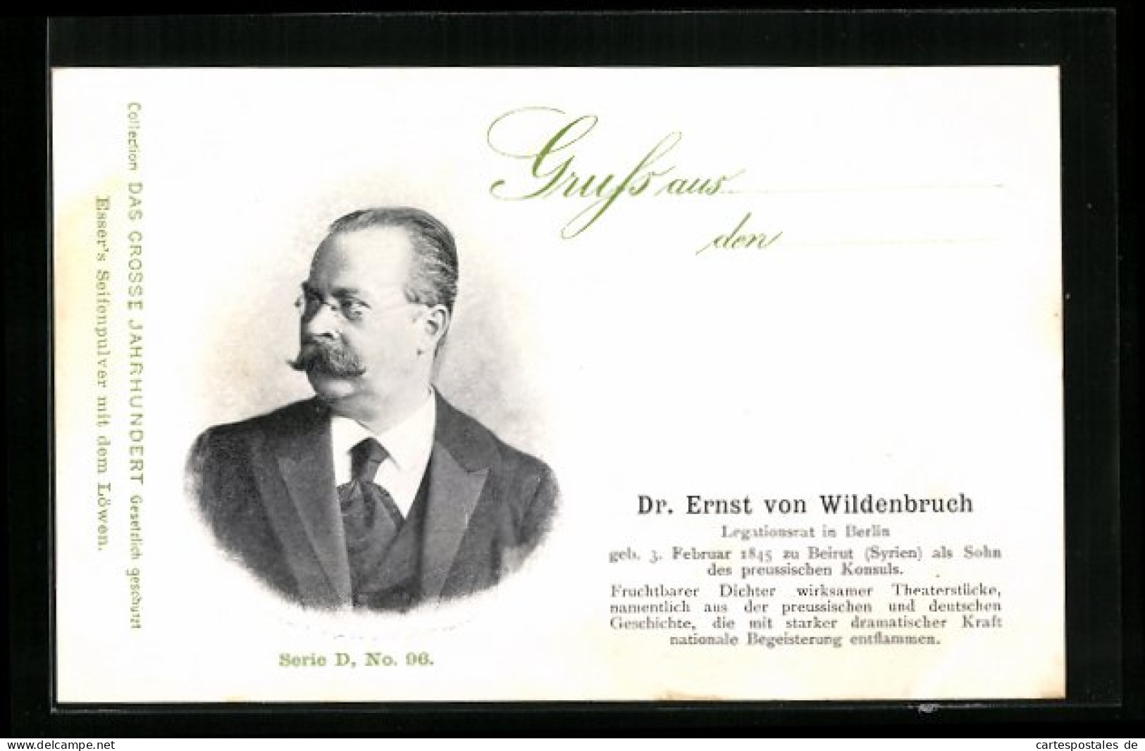 AK Portrait Legationsrat Zu Berlin Dr. Ernst Von Wildenbruch Mit Brille Im Anzug  - Ecrivains