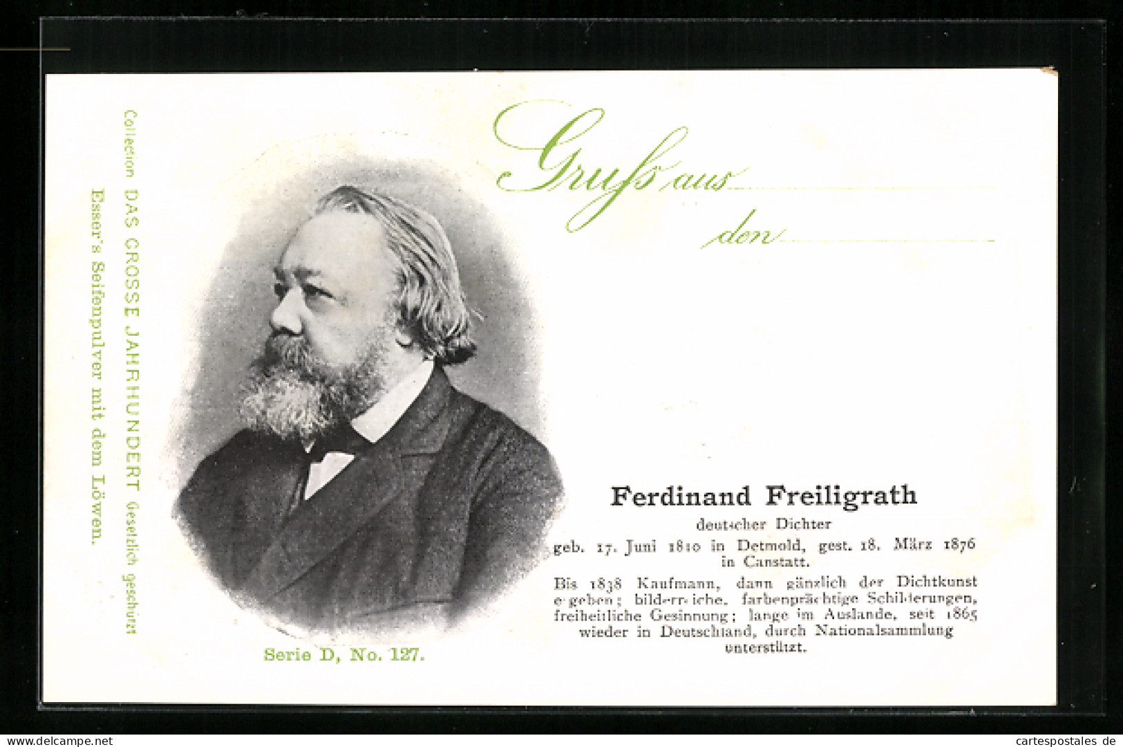 AK Deutscher Dichter Ferdinand Freiligrath Im Portrait  - Ecrivains