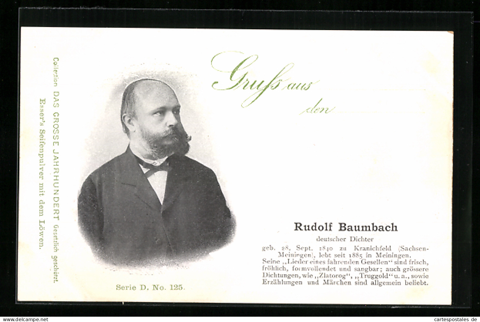 AK Portrait Dichter Rudolf Baumbach Im Anzug Mit Querbinder  - Ecrivains