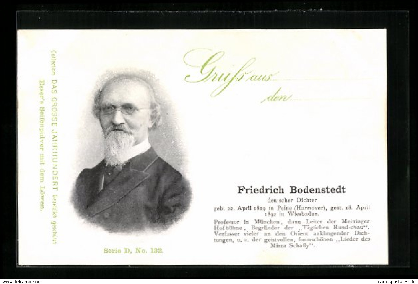 AK Portrait Friedrich Bodenstedt, Deutscher Dichter  - Schrijvers