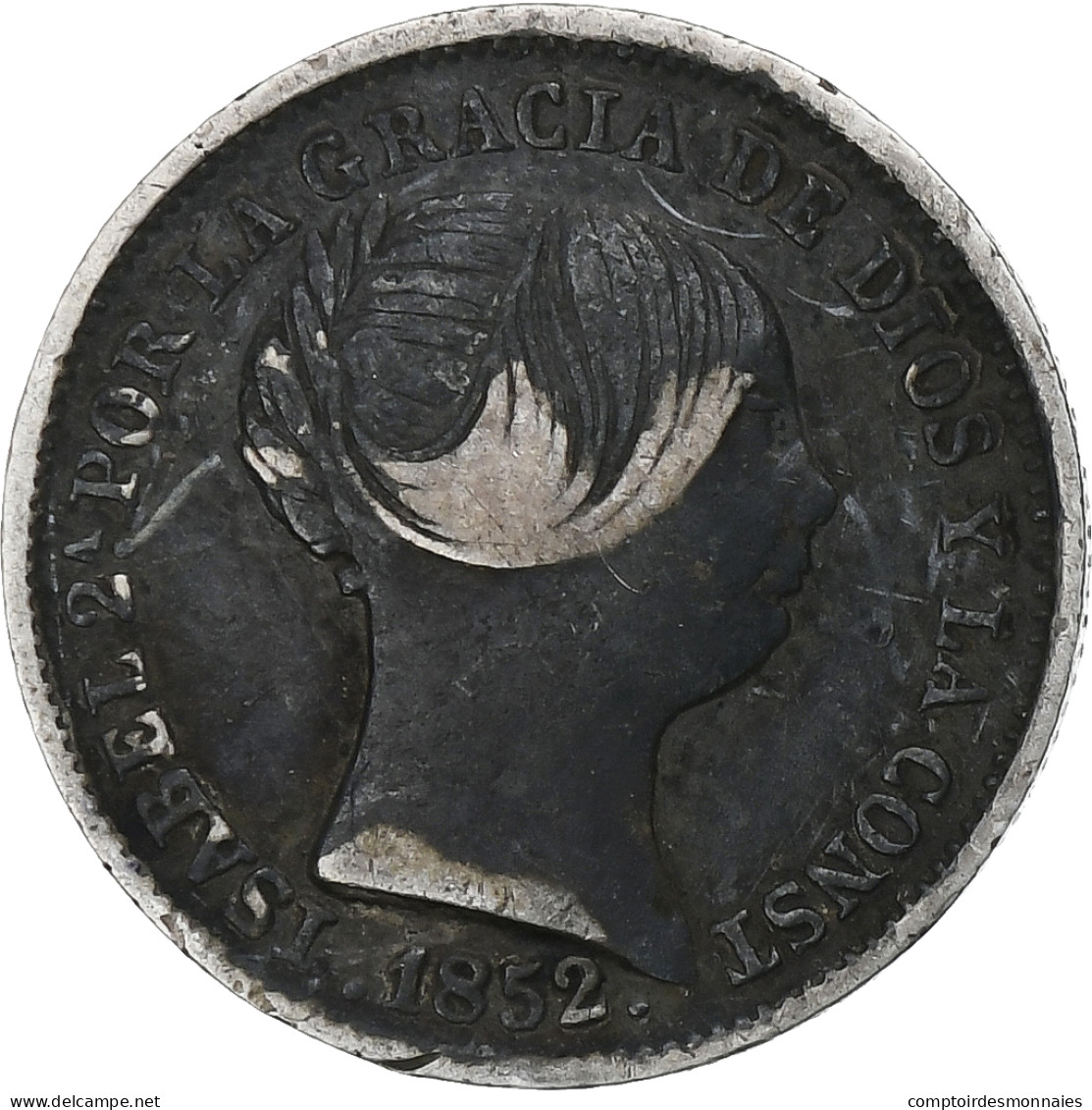 Espagne, Isabel II, Real, 1852, Madrid, Argent, TTB, KM:598.2 - Primi Conii
