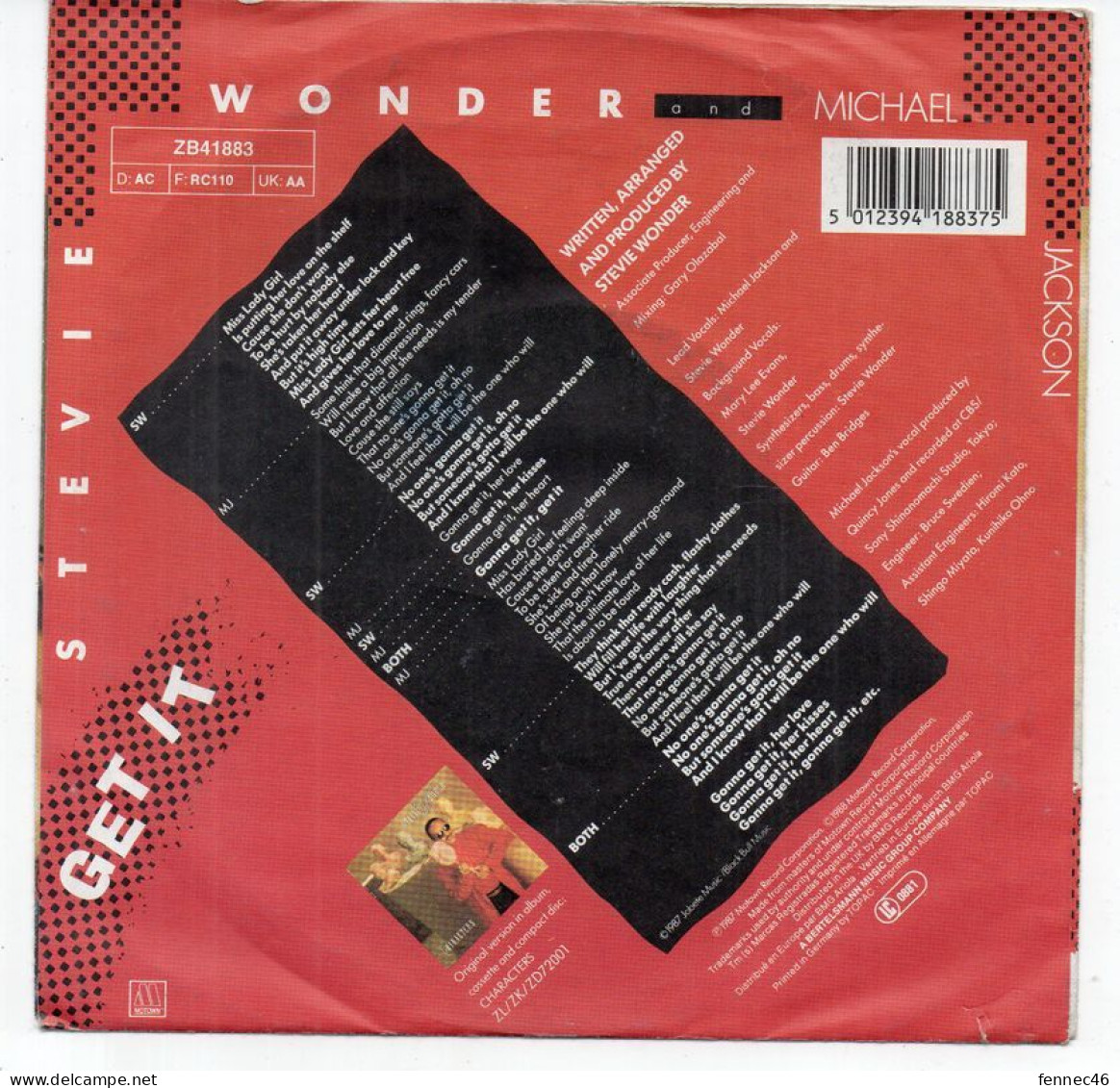 Vinyle  45T - Stevie Wonder And Michael Jackson - Get It - Instr. - Altri - Inglese