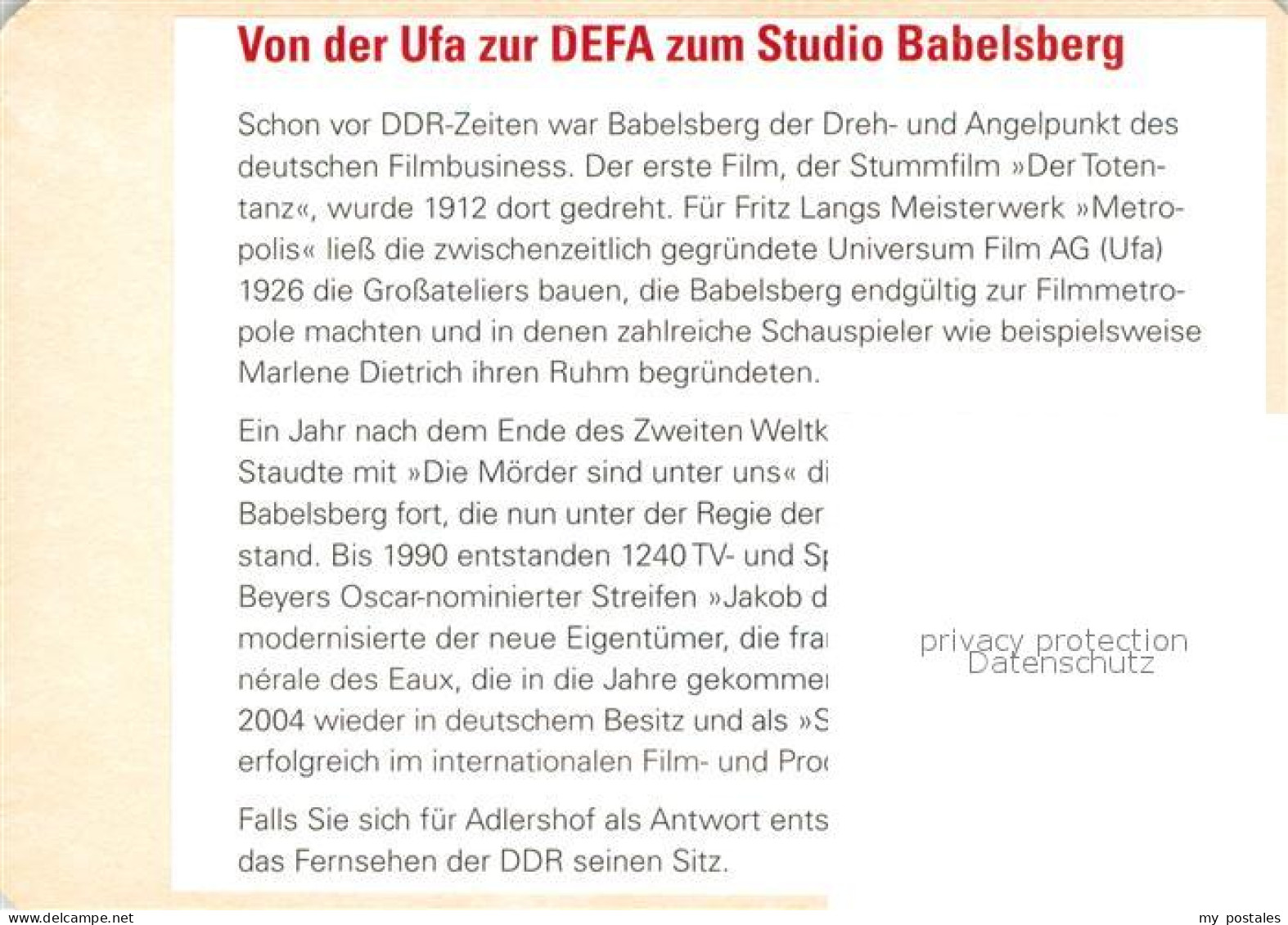 73644558 Babelsberg Filmstudios Babelsberg - Potsdam