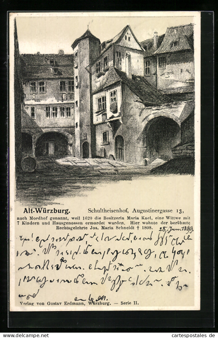 AK Alt-Würzburg, Schultheisenhof, Augustinergasse 15  - Würzburg