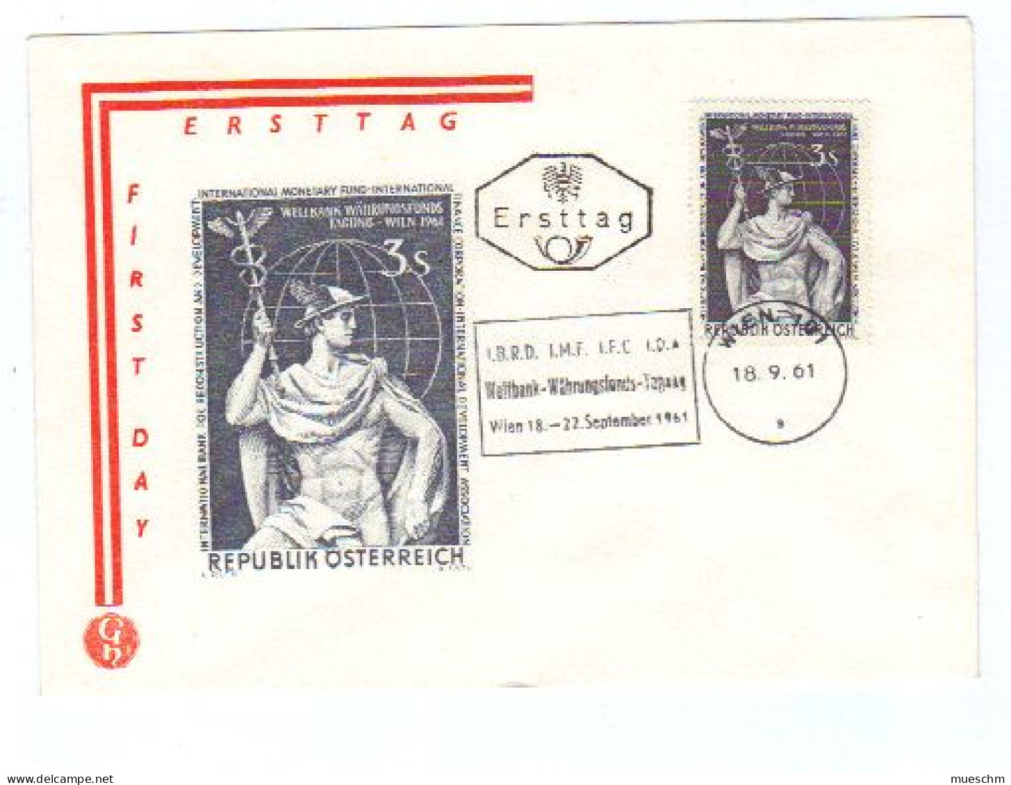 Österreich, 1961, Ersttag "Welt- Bankkongreß" A. Kuvert Mit SStpl., MiNr.1097 (10779X) - FDC