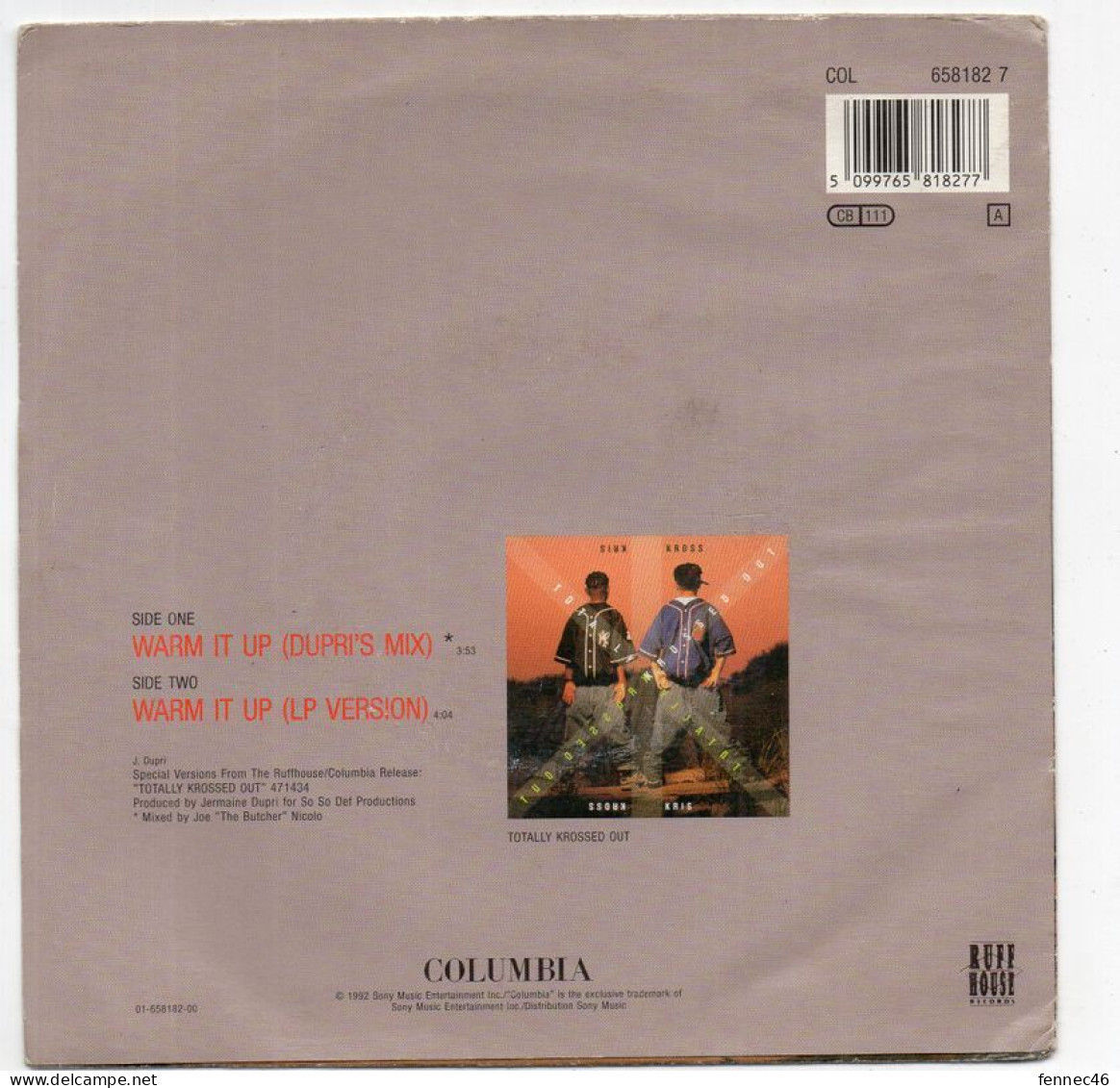 Vinyle  45T - Kris Kross - Warm It Up (Dupri's Mix) / Warm It Up (LP Version) - Rap & Hip Hop