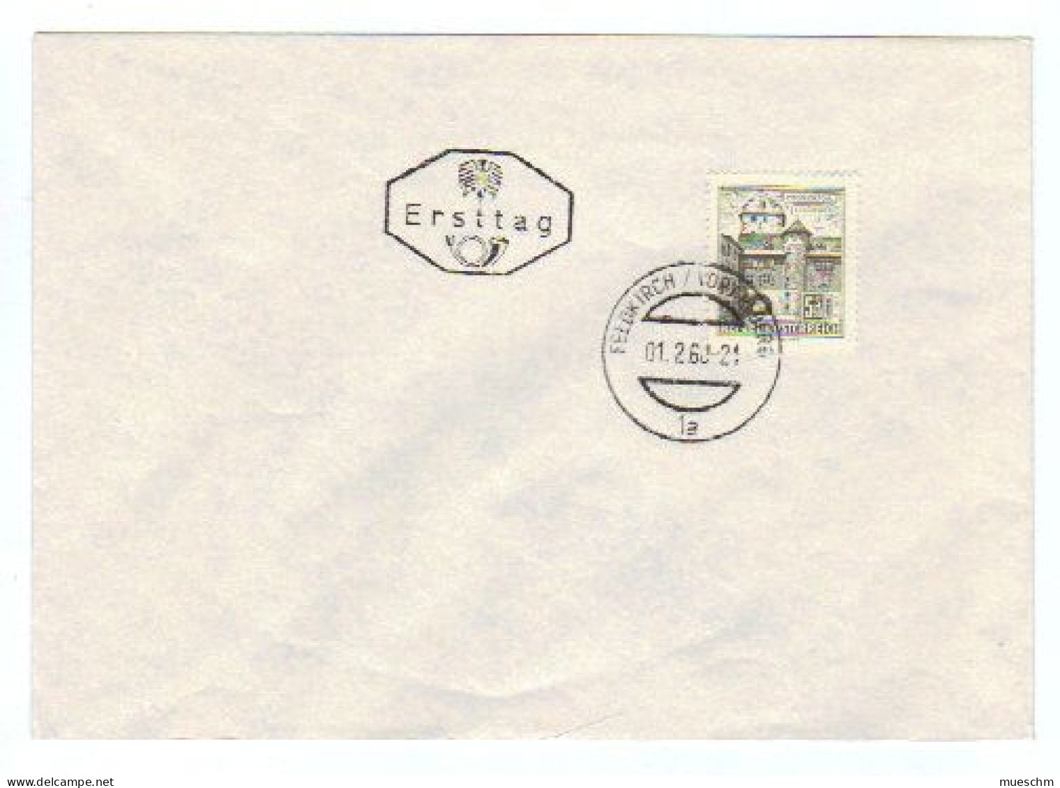 Österreich, 1960, Ersttag Freimarke öS 5,50-Bauwerke A. Kuvert Mit Ortsstempel Feldkirch, MiNr.1053 (10787X) - FDC