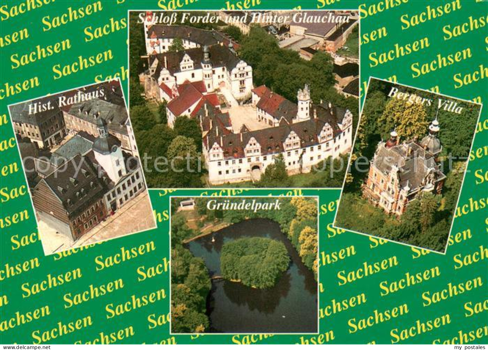 73643951 Glauchau Schloss Vorder Und Hinter Glauchau Hist Rathaus Gruendelpark B - Glauchau