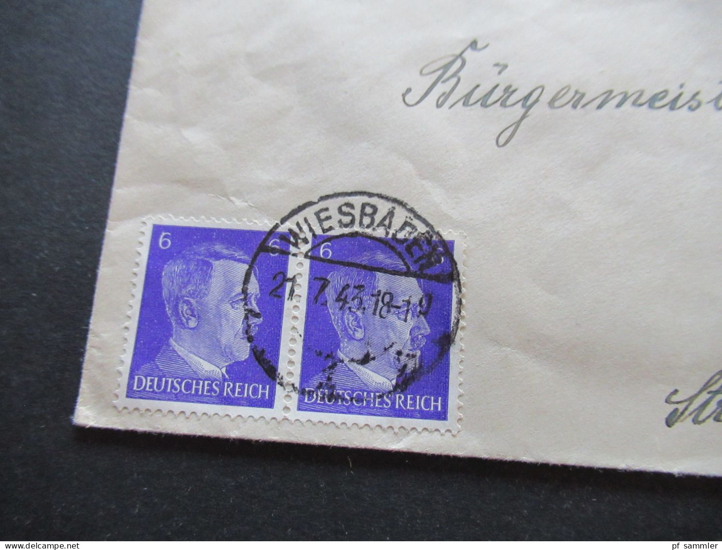 Hitler Nr.785 (7) MeF Einschreiben Wiesbaden Sonnenberg - Halingen Strecke Menden - Langschede Stempel Schwerte (Ruhr) - Tarjetas