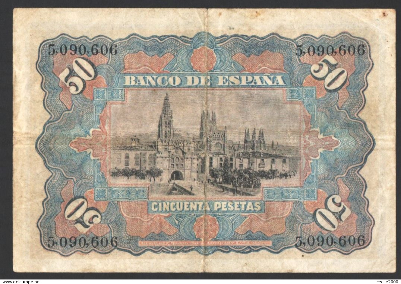 RARE SPAIN BANKNOTE 50 PESETAS 1907 VF+ BILLETE ESPAÑA ALEGORIAS *COMPRAS MULTIPLES CONSULTAR* - 50 Pesetas