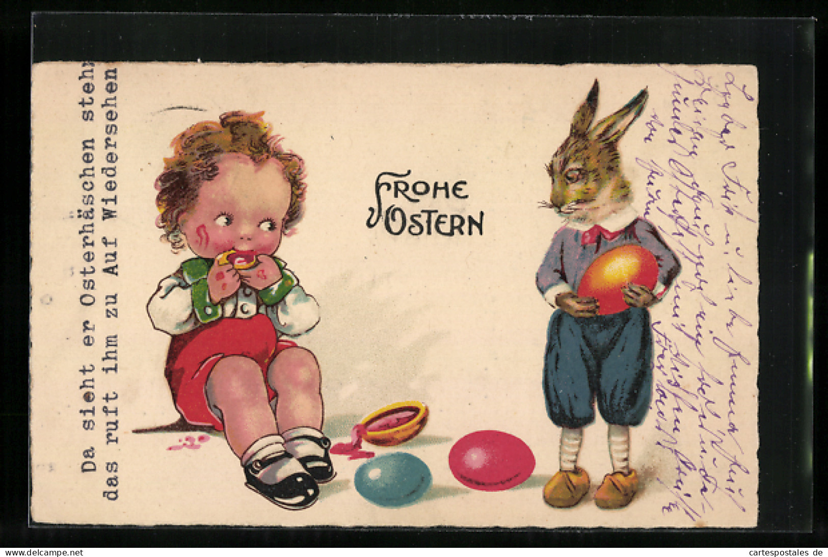 AK Kind Und Osterhase  - Ostern