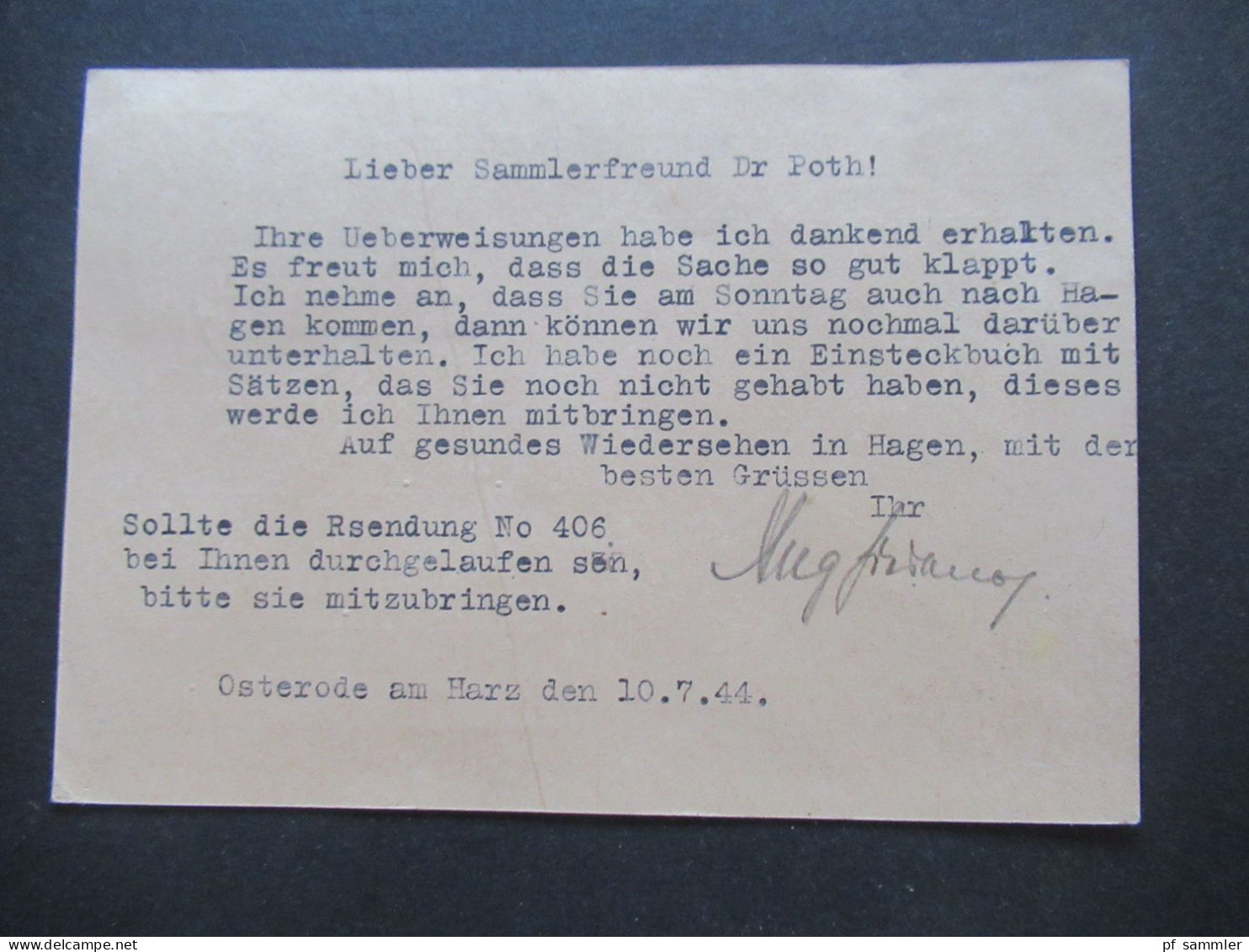 3.Reich 1944 Mi.Nr.897 EF Tiroler Landesschießen Ganz Klarer Tagesstempel Osterode (Harz) Als Fern PK Nach Menden - Brieven En Documenten
