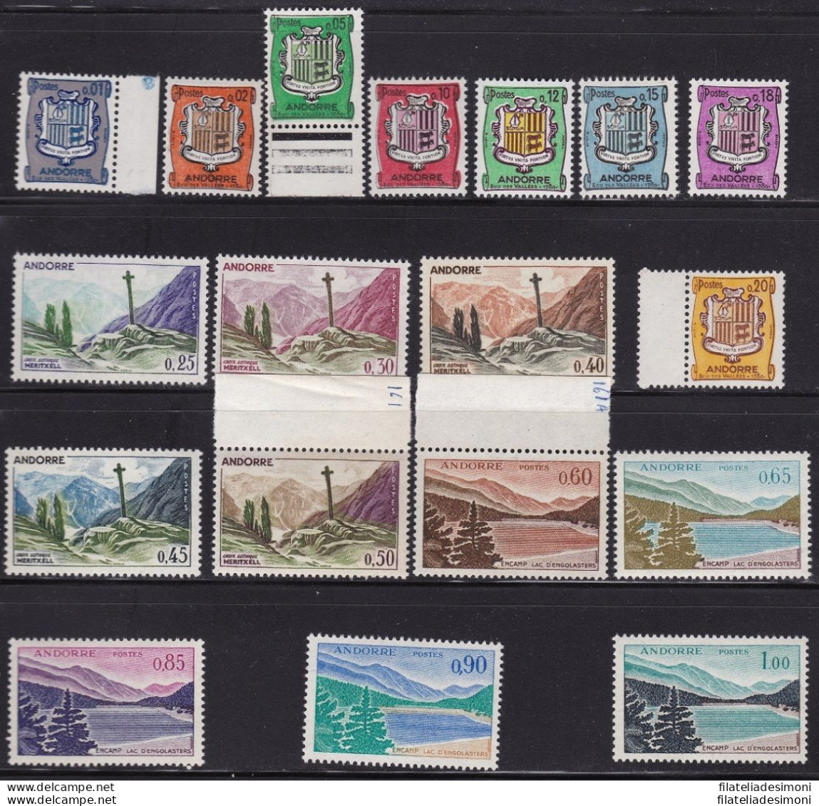 1961-71 ANDORRA FRANCESE,  N° 153A/163  MNH/** - Sonstige & Ohne Zuordnung