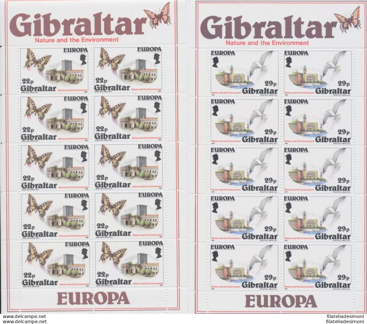 1986 EUROPA CEPT Gibilterra 2  Minifogli &quot;Natura Ed Ambiente&quot; MNH** - Autres & Non Classés