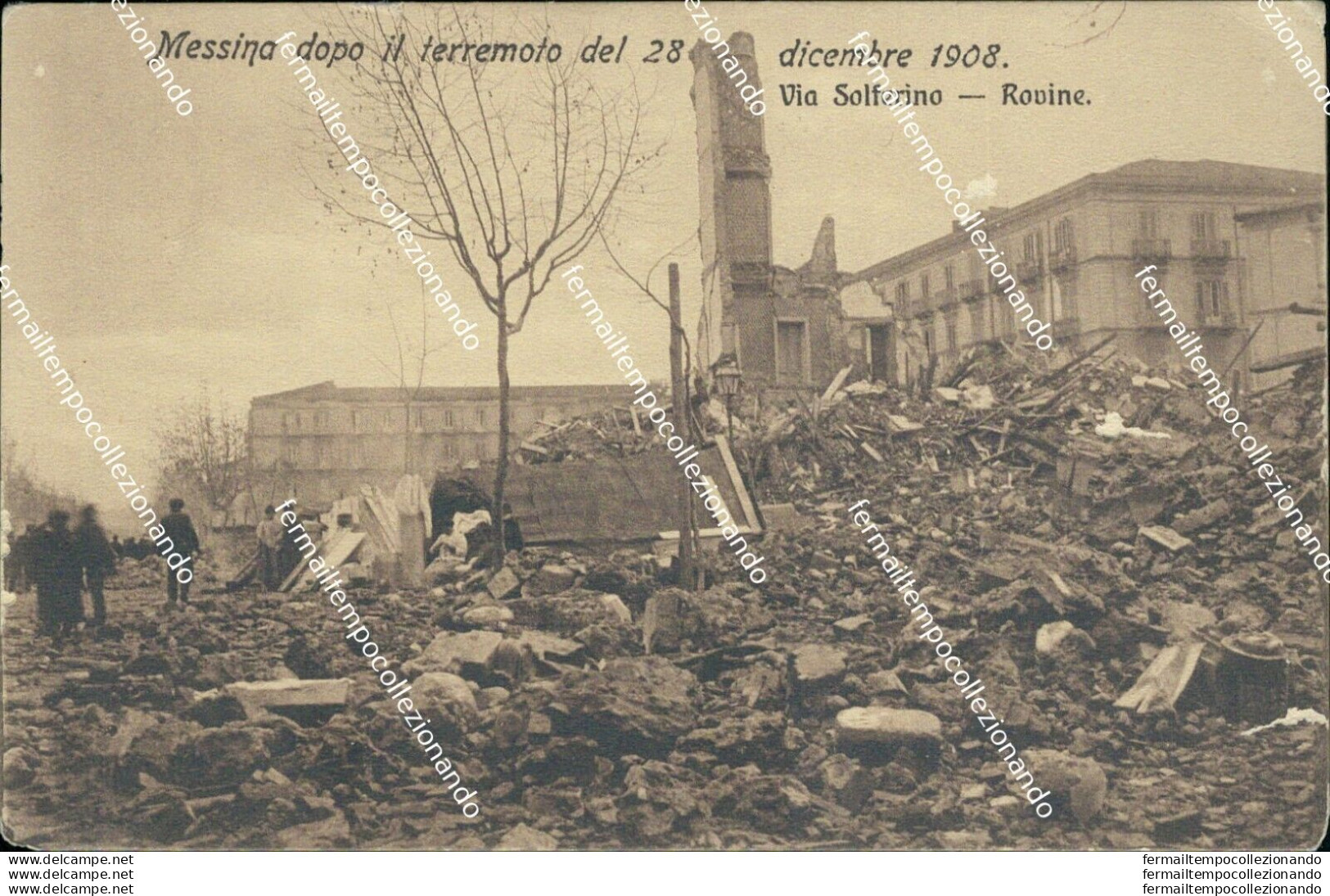 As627 Cartolina Messina Citta' Dopo Il Terremoto Del 1908 Via Solferino - Messina