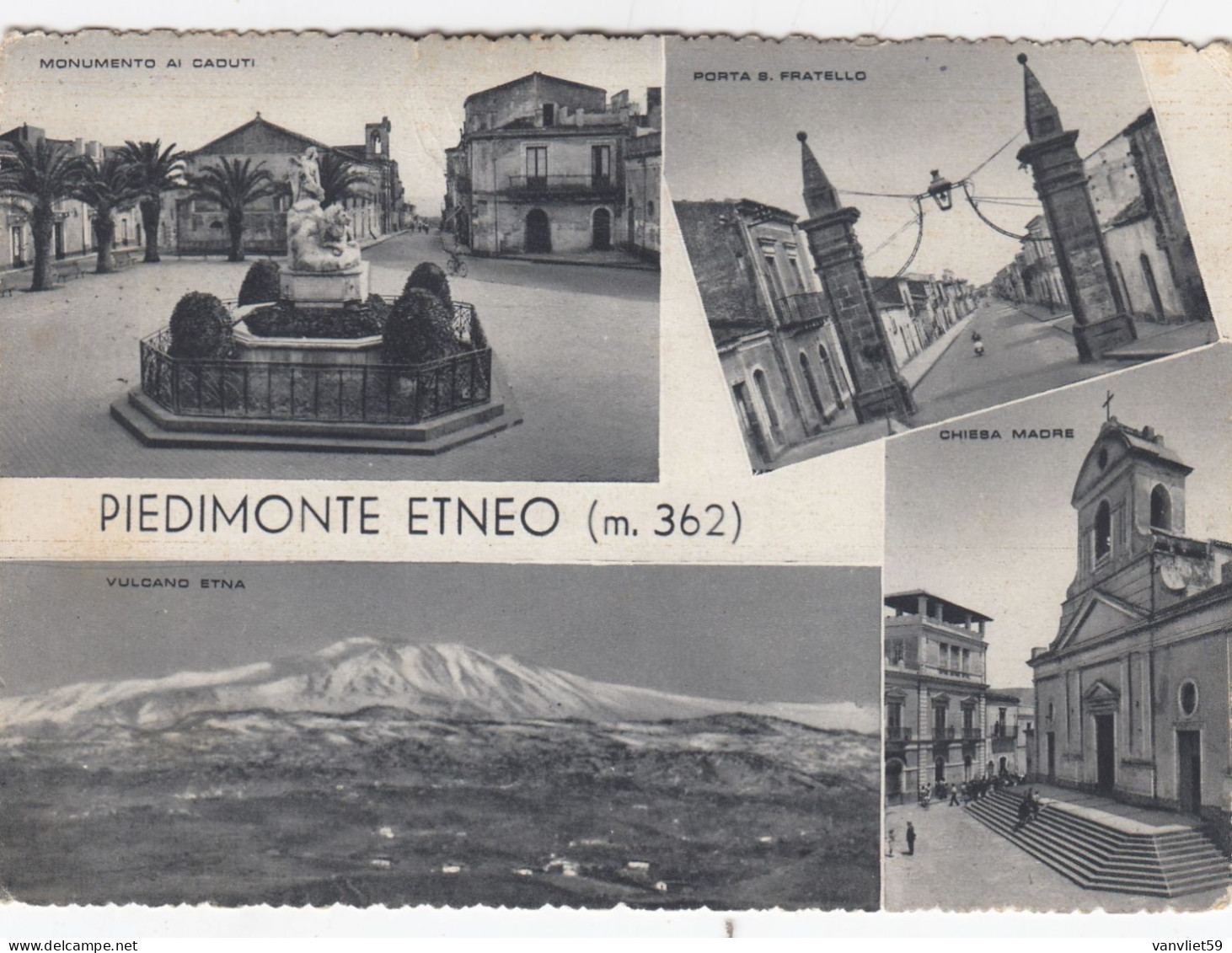 PIEDIMONTE ETNEO-CATANIA- MULTIVEDUTE-  CARTOLINA  VIAGGIATA NEL 1955 - Catania
