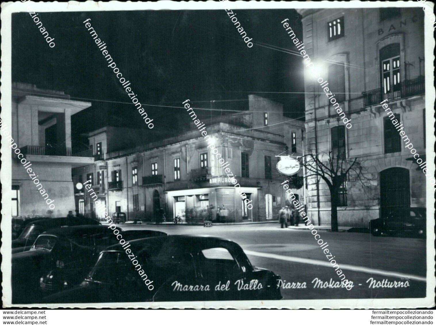 Bm535 Cartolina Mazara Del Vallo Piazza Mokarta Notturno Trapani - Trapani