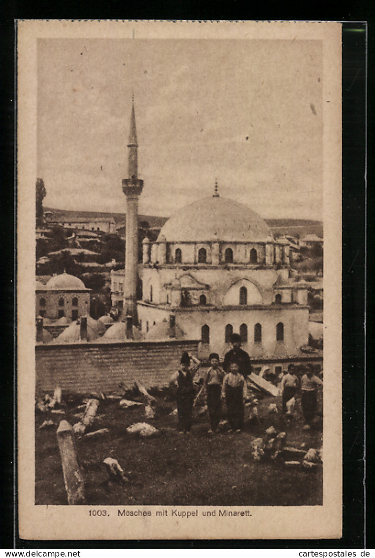 AK Uesküb, Moschee Mit Kuppel Und Minarett  - Noord-Macedonië