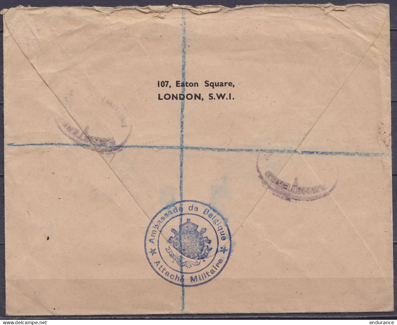 Env. Recommandée Affr. 6½d Càd Oval "REGISTERED … LONDON" Pour BIRMINGHAM - Cachet "Ambassade De Belgique / Attaché Mili - Guerra 40 – 45 (Cartas & Documentos)