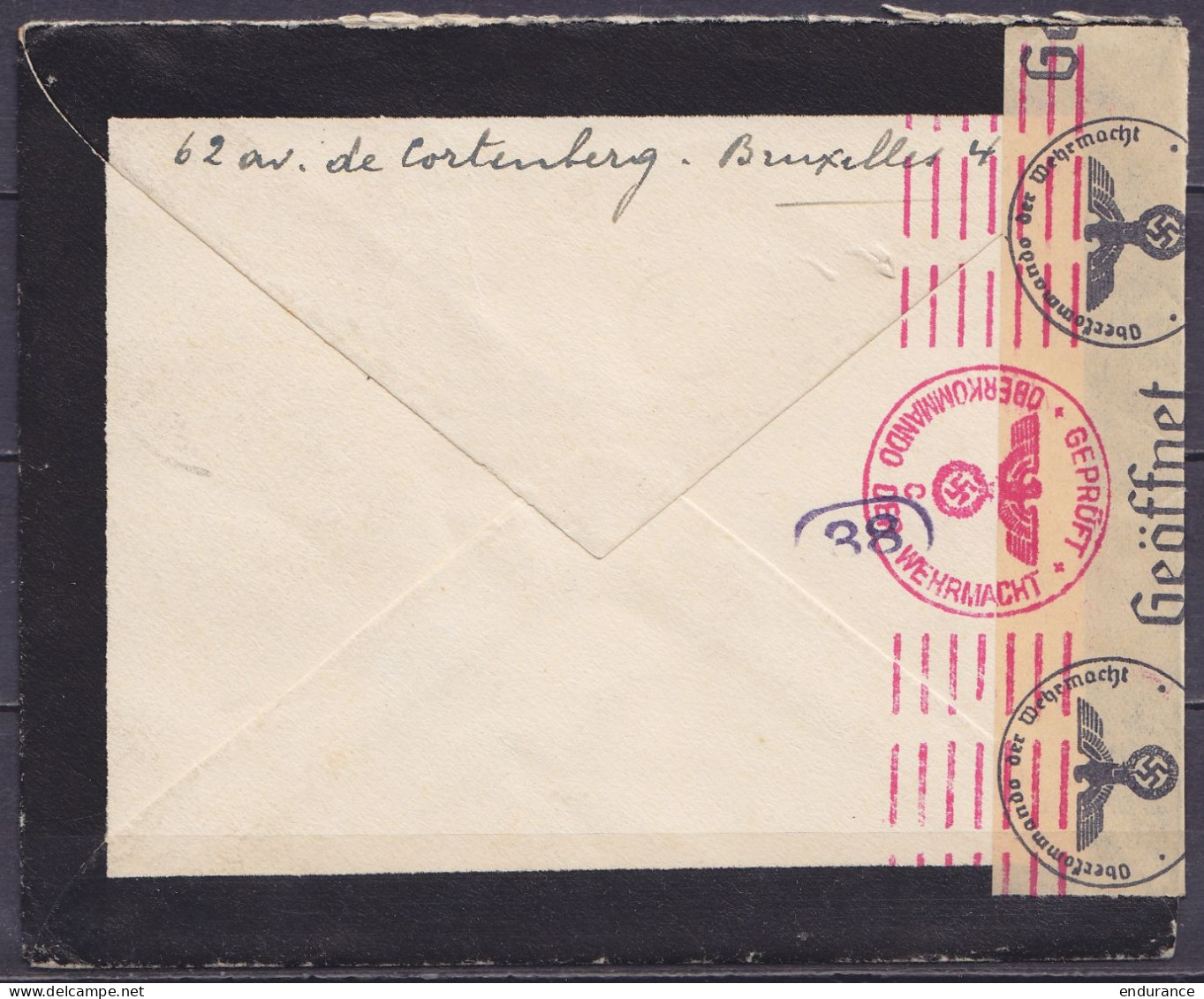 Env. Deuil Affr. N°598 Càd BRUXELLES (NORD) - BRUSSEL (NOORD) /27-7-1942 Pour PONT DE LA MAYE (Villenave-d'Ornon) - Band - Lettres & Documents