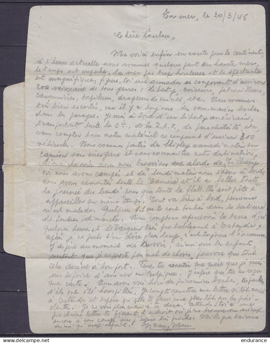 Aérogramme "Navy Army & Air Force Institutes"" Letter Form" Posté En Mer Affr. N°528 Càd OOSTENDE /21-3-1945" D'un Milit - Guerra '40-'45 (Storia Postale)