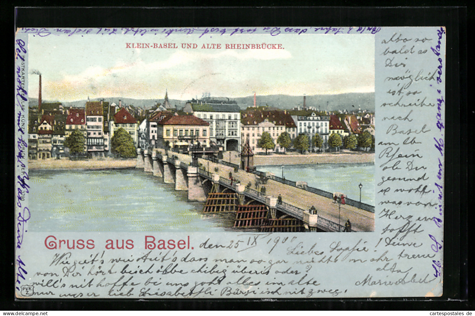 AK Basel, Klein-Basel Und Alte Rheinbrücke  - Basel