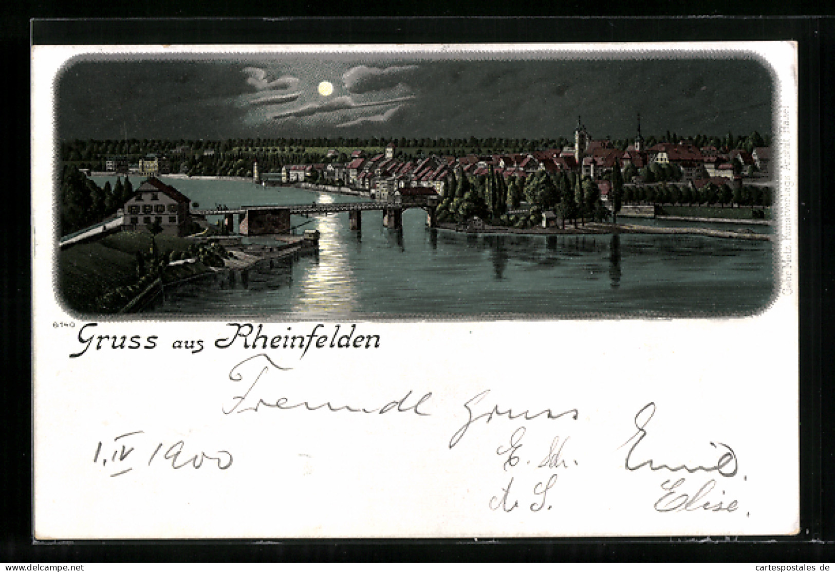 Mondschein-Lithographie Rheinfelden, Ortsansicht Bei Nacht  - Rheinfelden