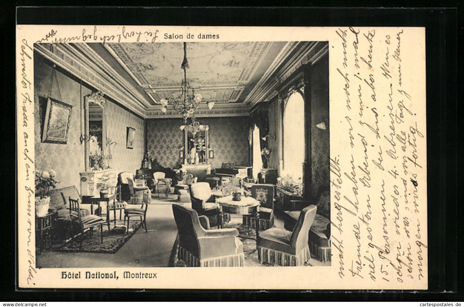 AK Montreux, Hôtel National, Salon De Dames  - Montreux