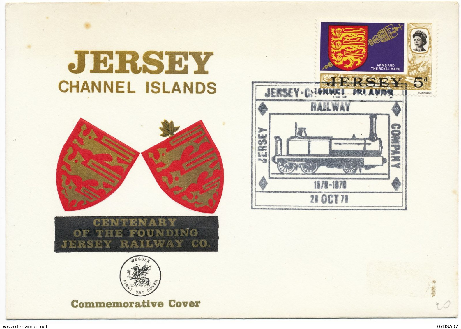 JERSEY CHANNEL ISLAND RAIL WAY COMPAGNY 28 OCT 1970 CENTENARY ( LETTRE ) - Jersey
