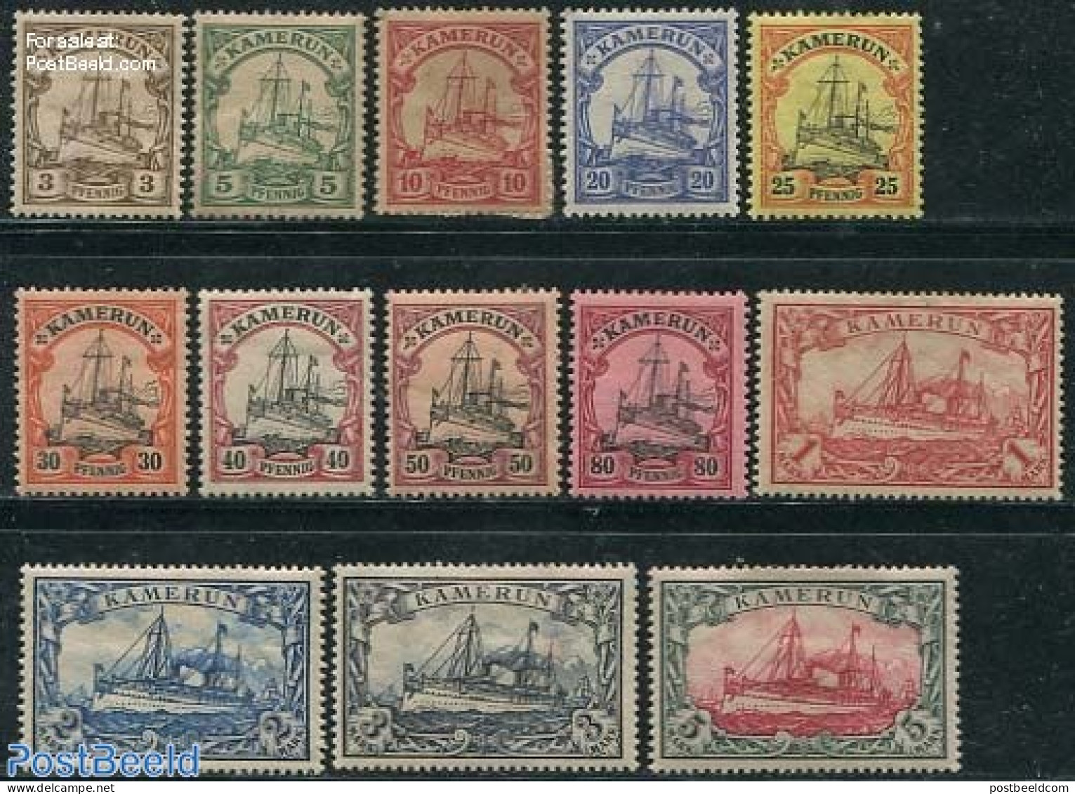 Germany, Colonies 1900 Kamerun, Ships 13v, Unused (hinged), Transport - Ships And Boats - Bateaux