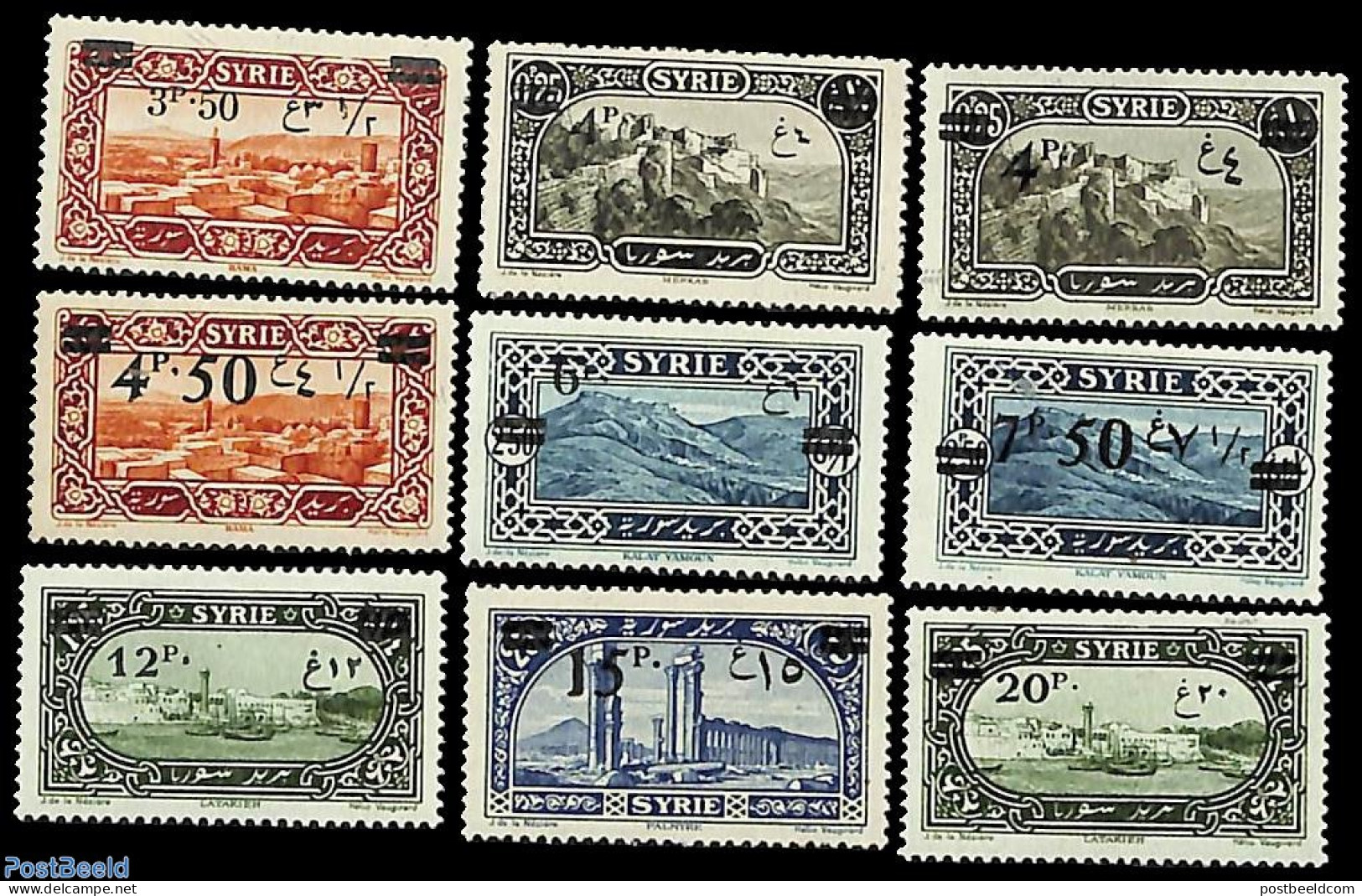 Syria 1926 Overprints 9v, Unused (hinged), Transport - Ships And Boats - Bateaux
