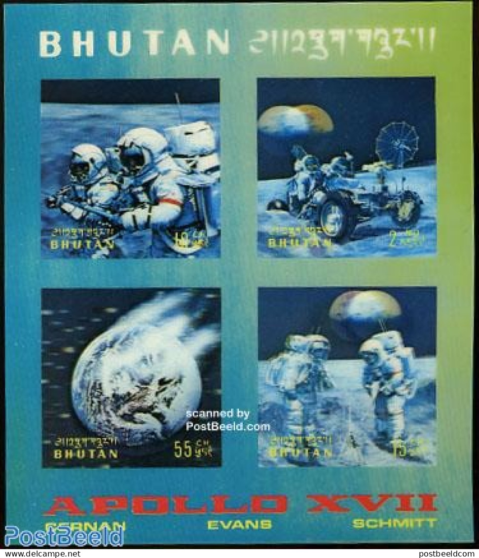 Bhutan 1973 Apollo 17 S/s, Mint NH, Transport - Space Exploration - Bhoutan