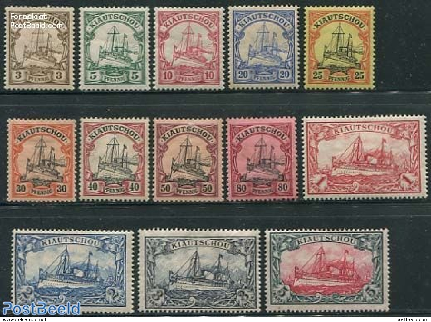 Germany, Colonies 1901 Kiautschou, Ships 13v (with Recent Attest), Unused (hinged), Transport - Ships And Boats - Schiffe