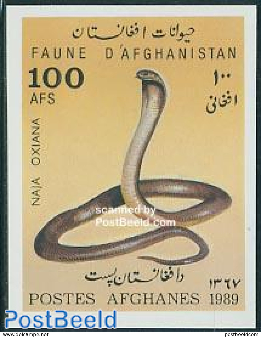 Afghanistan 1989 Animals S/s, Cobra, Mint NH, Nature - Reptiles - Snakes - Afganistán